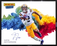 Justin Jefferson Signed Panini Rewards Colorblast Photo 