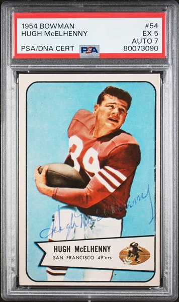 4 Signed 1954 Bowman Football Cards - McElhenny (PSA 5, Auto 7), Stautner (PSA 6, Auto 8), Groza (PSA 5, Auto 9),  Connor (PSA 4, Auto 8)