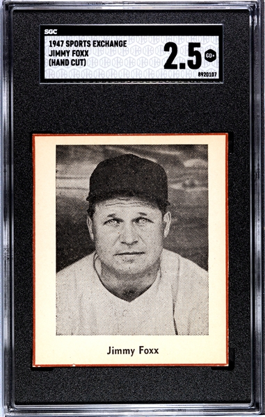 1947 Sports Exchage Jimmie Foxx Card Graded SGC 2.5 (No. 68 Hand Written on Back)