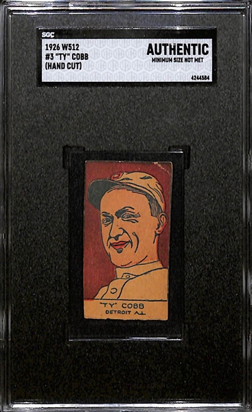 1926 W512 Ty Cobb (Hand Cut) Graded SGC Authentic