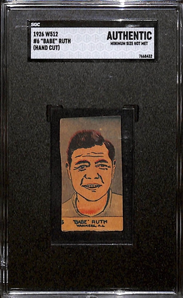 1926 W512 Babe Ruth (Hand Cut) Graded SGC Authentic