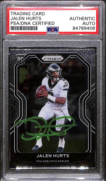 2020 Panini Prizm Jalen Hurts Autographed/Signed Rookie Card #343 (PSA/DNA Authenticated/Slabbed)