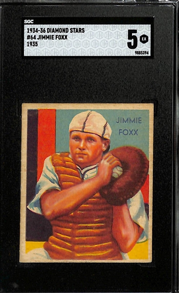 1934-36 Diamond Stars #64 Jimmie Foxx (HOF) Graded SGC 5