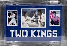 Muhammad Ali Signed Photo in Boxing Pose with Elvis - Nicely Framed "Two Kings" Cut-out in Blue Suede Matting (PSA/DNA sticker)