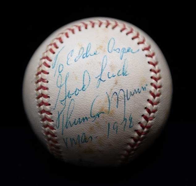 Thurman Munson (Yankees Legendary Catcher) Single Signed Wilson Little League Baseball (Full JSA Letter of Authentiity) w. Personalized Christmas Inscription!