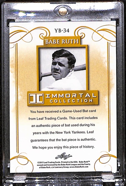 2017 Leaf Immortal Collection Babe Ruth Game-Used Yankees Baseball Bat Relic Card #ed 1/1