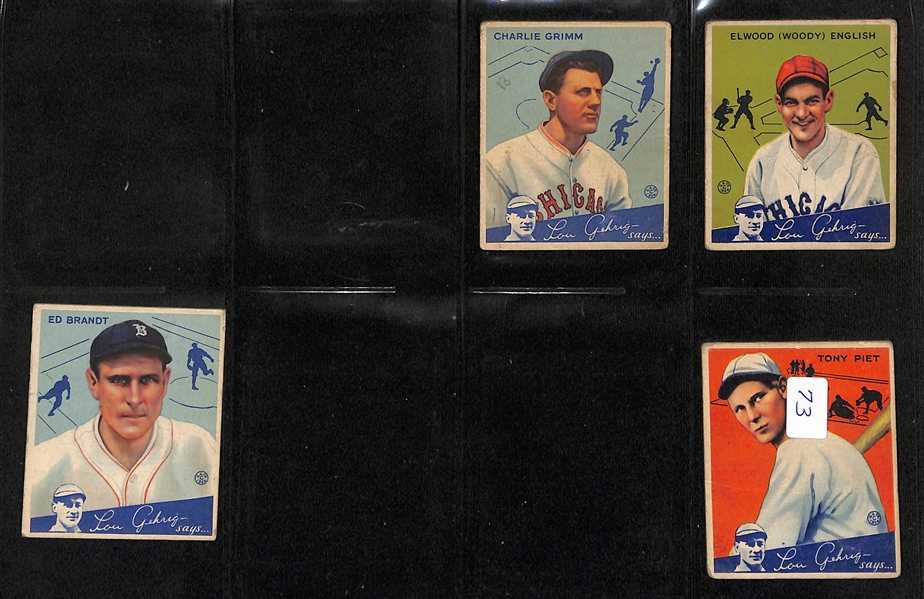 Lot of (64) Different 1934 Goudey Baseball Cards w. Chuck Klein (HOF) & Frankie Frisch (HOF)