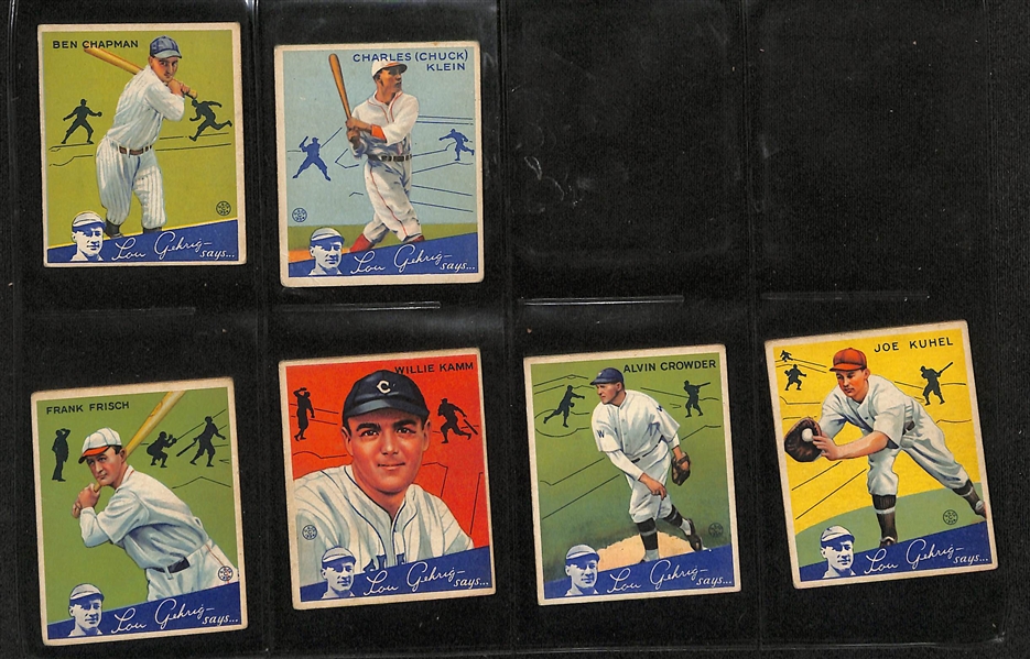 Lot of (64) Different 1934 Goudey Baseball Cards w. Chuck Klein (HOF) & Frankie Frisch (HOF)