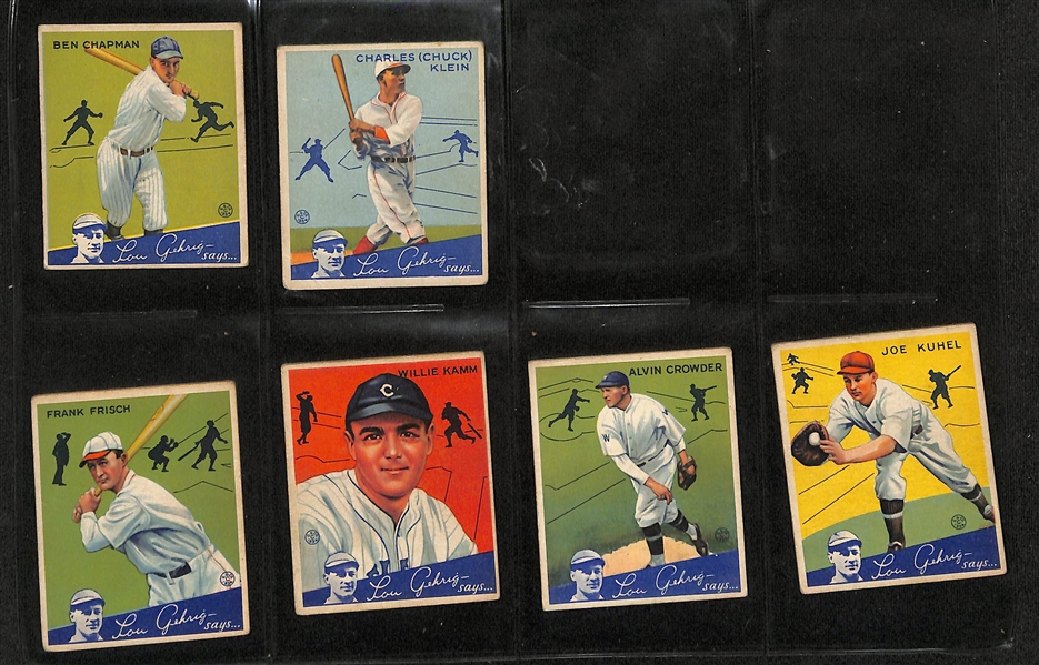 Lot of (64) Different 1934 Goudey Baseball Cards w. Chuck Klein (HOF) & Frankie Frisch (HOF)