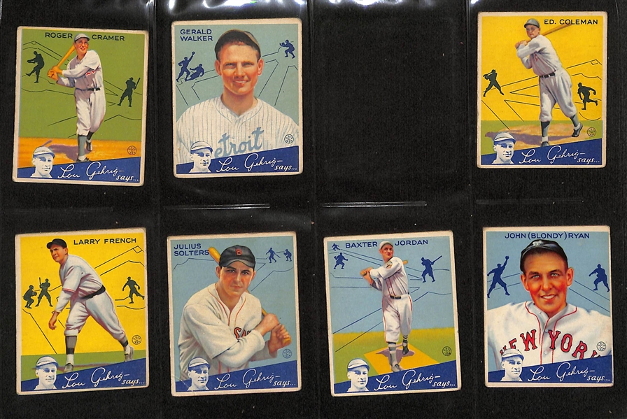 Lot of (64) Different 1934 Goudey Baseball Cards w. Chuck Klein (HOF) & Frankie Frisch (HOF)