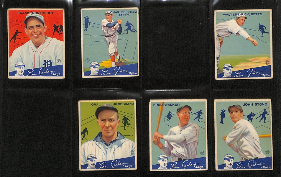 Lot of (64) Different 1934 Goudey Baseball Cards w. Chuck Klein (HOF) & Frankie Frisch (HOF)