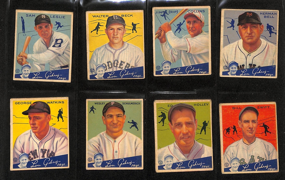 Lot of (64) Different 1934 Goudey Baseball Cards w. Chuck Klein (HOF) & Frankie Frisch (HOF)