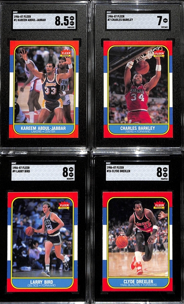 High-Quality 1986-87 Fleer Basketball Near Complete Set (130 of 132 cards) w.  10 Graded Cards - Mostly Pack-Fresh Condition (Missing Michael Jordan & Isiah Thomas)