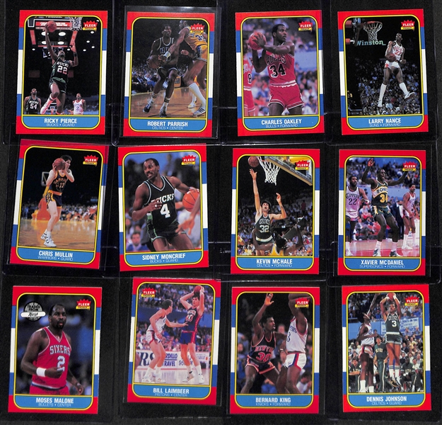 High-Quality 1986-87 Fleer Basketball Near Complete Set (130 of 132 cards) w.  10 Graded Cards - Mostly Pack-Fresh Condition (Missing Michael Jordan & Isiah Thomas)