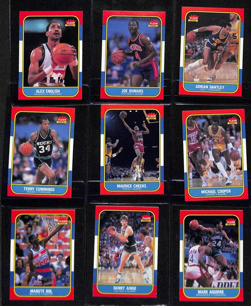 High-Quality 1986-87 Fleer Basketball Near Complete Set (130 of 132 cards) w.  10 Graded Cards - Mostly Pack-Fresh Condition (Missing Michael Jordan & Isiah Thomas)