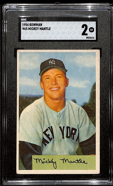 1954 Bowman Mickey Mantle #65 Graded SGC 2