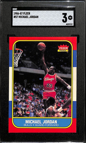 1986-87 Fleer Michael Jordan #57 Rookie Card Graded SGC 3 (Great Eye Appeal!)