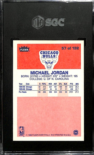 1986-87 Fleer Michael Jordan #57 Rookie Card Graded SGC 3 (Great Eye Appeal!)