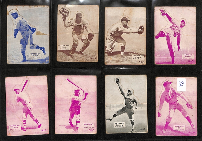 Lot of (50) Different 1934-36 Batter Up R318 Baseball Cards w. Carl Hubbell (HOF) - Loaded with Hall of Famers!