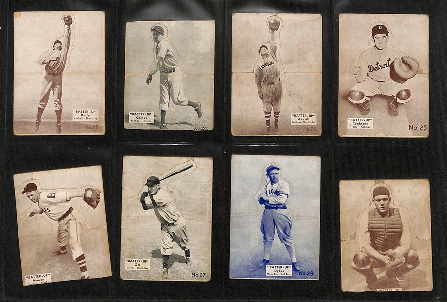 Lot of (50) Different 1934-36 Batter Up R318 Baseball Cards w. Carl Hubbell (HOF) - Loaded with Hall of Famers!