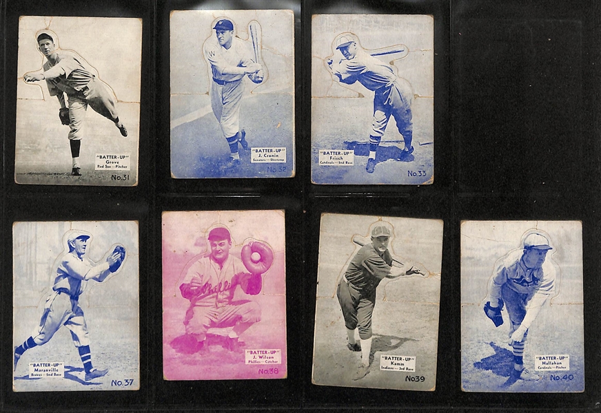 Lot of (50) Different 1934-36 Batter Up R318 Baseball Cards w. Carl Hubbell (HOF) - Loaded with Hall of Famers!