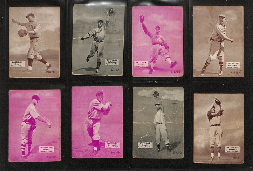 Lot of (50) Different 1934-36 Batter Up R318 Baseball Cards w. Carl Hubbell (HOF) - Loaded with Hall of Famers!