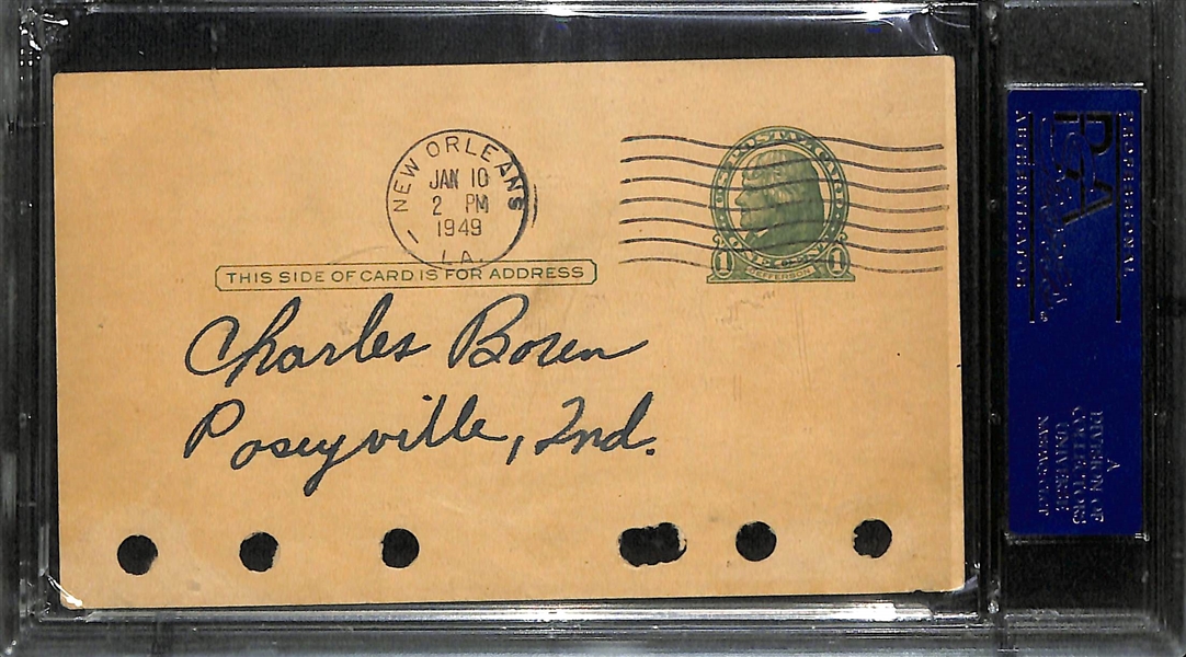 Mel Ott (HOF) Signed 1949 Government Post Index Card (PSA/DNA Authenticated/Slabbed)