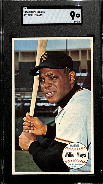 RARE High-Grade 1964 Topps Giants Willie Mays Short Print SP #51 Graded SGC 9 Mint