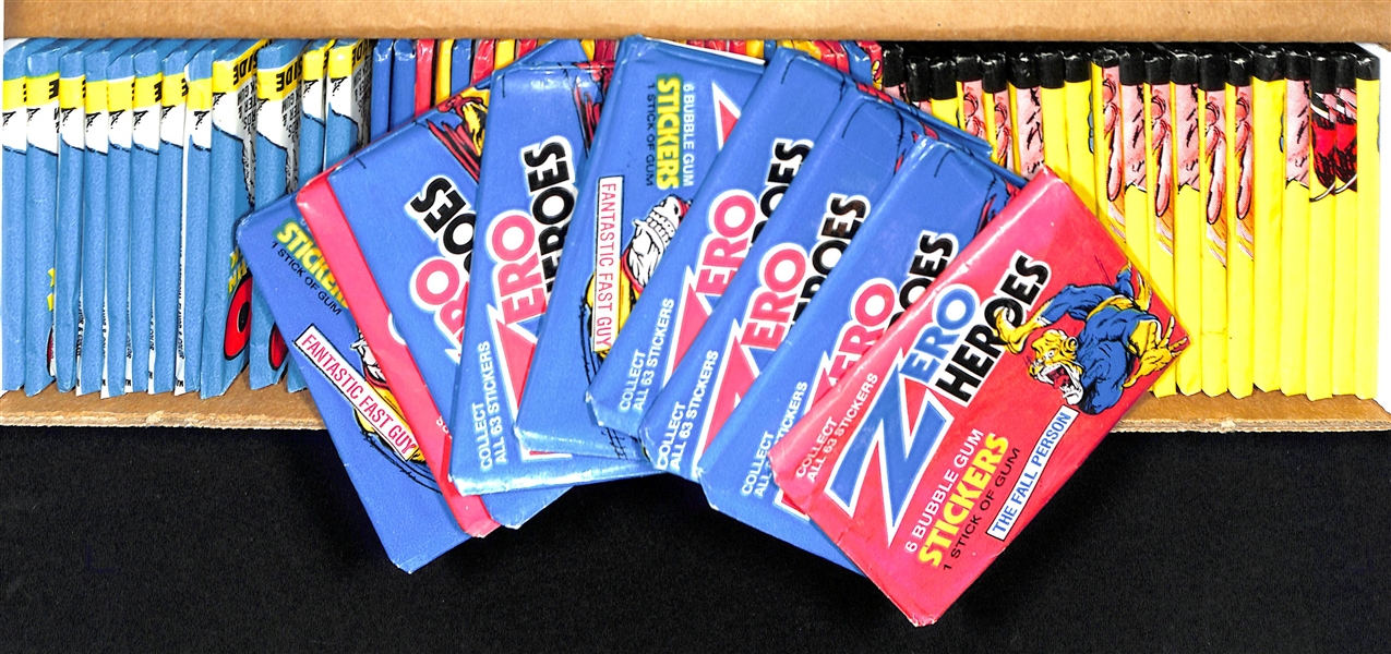 Lot of (67) Unopened Non Sport Wax Packs- (12) 1981 Fleer Here's Bo, (19) 1988 Topps Fright Flicks, (36) 1984 Zero Heores