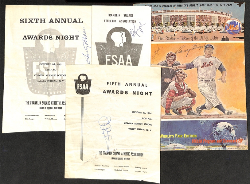 Lot of (4) Autographed Programs/Booklet/Photos w. Casey Stengel - JSA Auction Letter