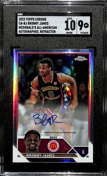 2023 Topps Chrome Bronny James McDonald's All American Auto Refractor SGC 9 (Auto Grade 10)