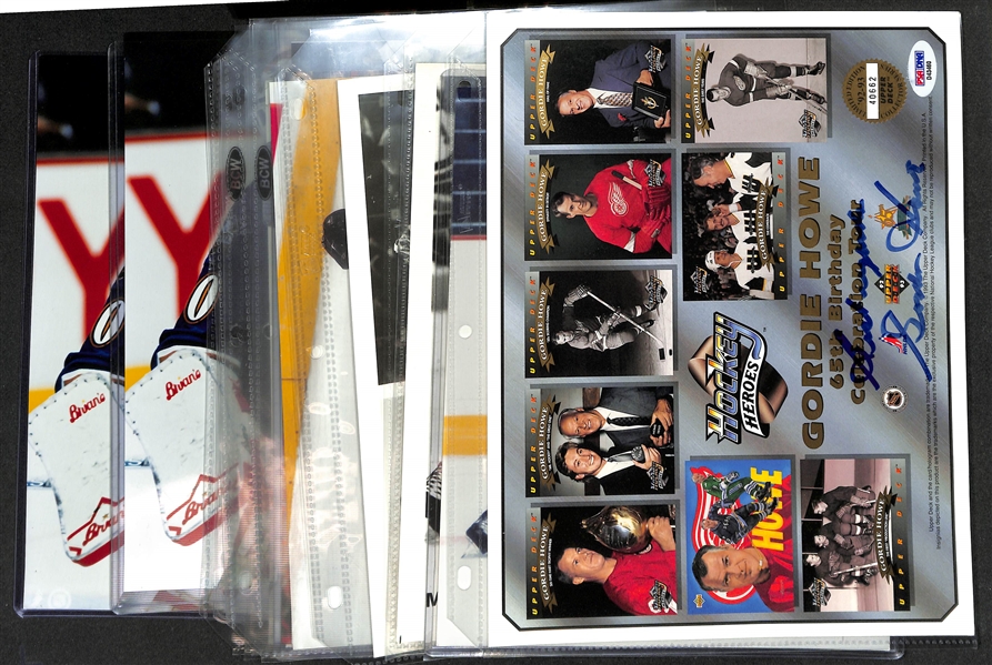 Lot of (14) Hockey Autographs Inc. Gordie Howe 8.5x11 UDA Hockey Heroes (PSA/DNA), Jeremy Roenick Photo, + (JSA Auction Letter)
