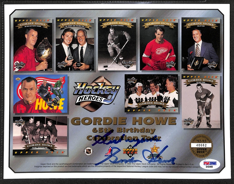 Lot of (14) Hockey Autographs Inc. Gordie Howe 8.5x11 UDA Hockey Heroes (PSA/DNA), Jeremy Roenick Photo, + (JSA Auction Letter)