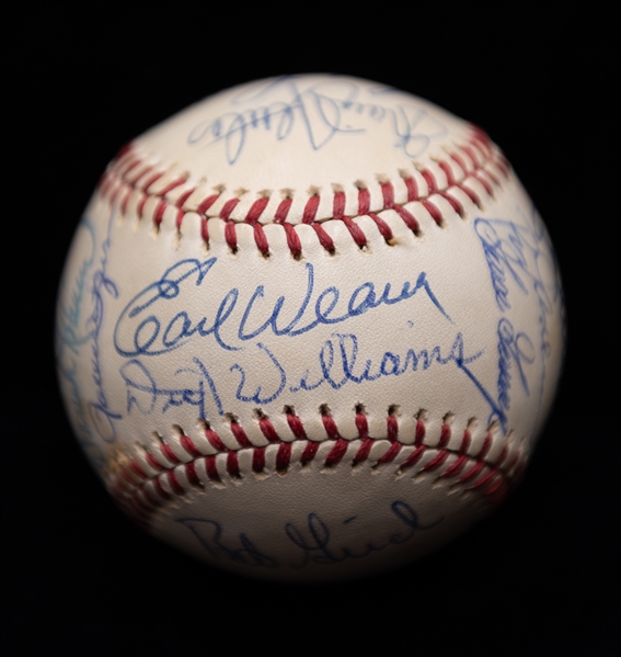 1970s All-Star Signed Baseball (22 Autographs - Mostly HOFers) w. Hank Aaron, Reggie Jackson, Kaline, Carew, B. Robinson, F. Robinson, Palmer, Waever, Fingers, Gossage, + more!