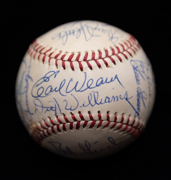 1970s All-Star Signed Baseball (22 Autographs - Mostly HOFers) w. Hank Aaron, Reggie Jackson, Kaline, Carew, B. Robinson, F. Robinson, Palmer, Waever, Fingers, Gossage, + more!