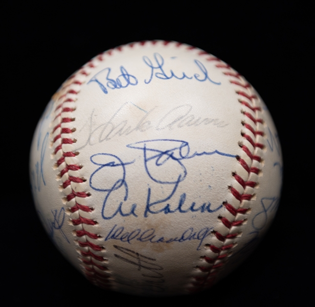 1970s All-Star Signed Baseball (22 Autographs - Mostly HOFers) w. Hank Aaron, Reggie Jackson, Kaline, Carew, B. Robinson, F. Robinson, Palmer, Waever, Fingers, Gossage, + more!