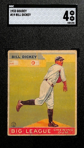1933 Goudey #19 Bill Dickey (HOF) Rookie Card Graded SGC 4
