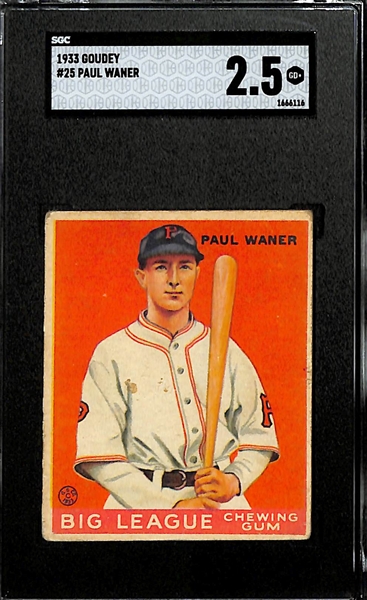 1933 Goudey #25 Paul Waner Graded SGC 2.5