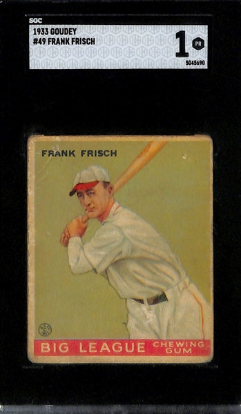 1933 Goudey Lot w. #47 Heinie Manush (SGC 1) & #49 Frank Frisch (SGC 1)