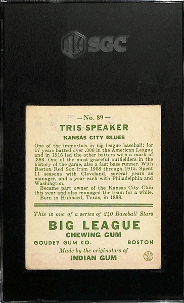 1933 Goudey #89 Tris Speaker Graded SGC 4