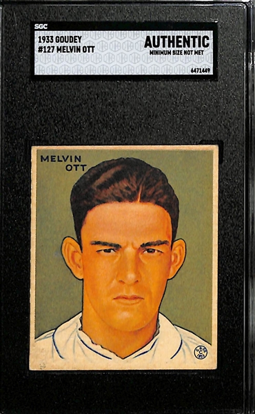 1933 Goudey #127 Melvin Ott Graded SGC Authentic