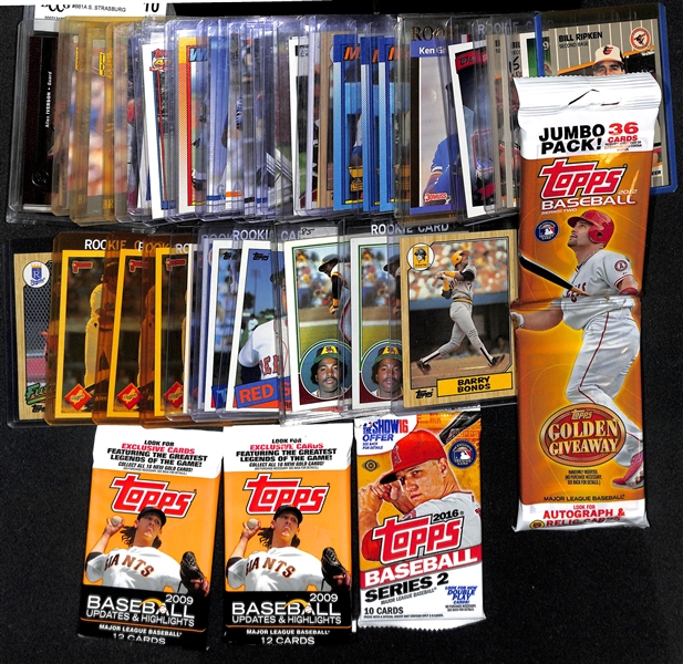 Lot of (46+) Sports Cards w/ Rookies, SPs, and Packs inc. 1989 Fleer Bill Ripken FF Error, 1993 Topps Derek Jeter Rookie, +