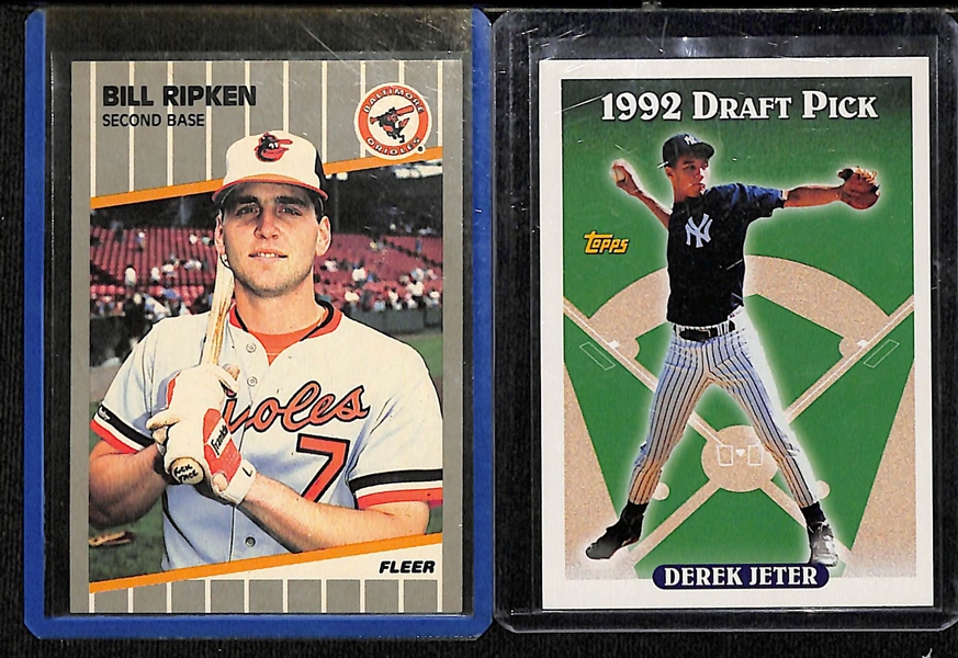 Lot of (46+) Sports Cards w/ Rookies, SPs, and Packs inc. 1989 Fleer Bill Ripken FF Error, 1993 Topps Derek Jeter Rookie, +