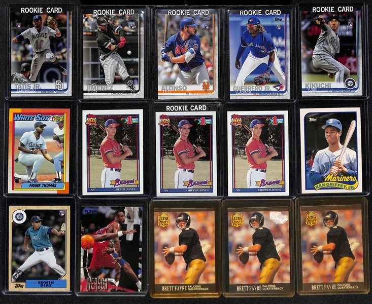 Lot of (46+) Sports Cards w/ Rookies, SPs, and Packs inc. 1989 Fleer Bill Ripken FF Error, 1993 Topps Derek Jeter Rookie, +