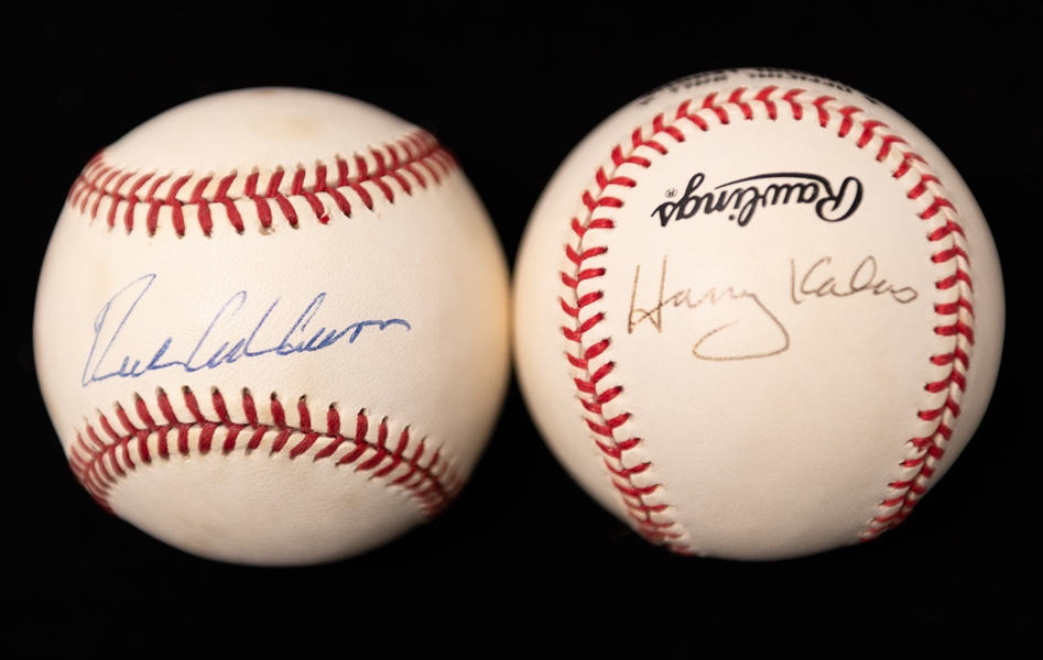 Lot of (2) Signed Official Major League Rawling Baseballs- Richie Ashburn, Harry Kalas - JSA Auction Letter