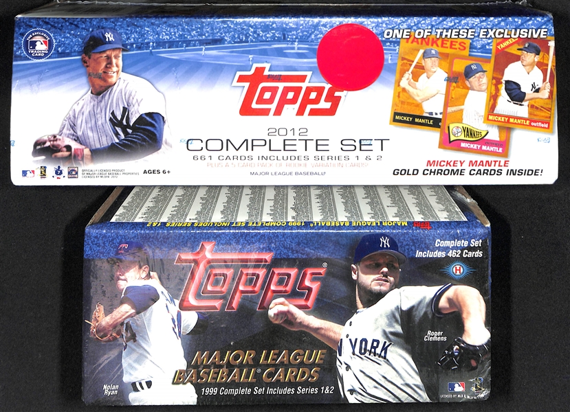 Lot of (2) Factory Sealed Topps Baseball Complete Sets - 1999, 2012 (Mantle Gold Chrome)