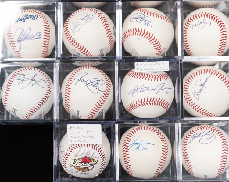 Lot of (18) Signed Official Rawlings Baseballs inc. Joe Torre, Whitey Ford, David Justice, + (JSA Auction Letter)