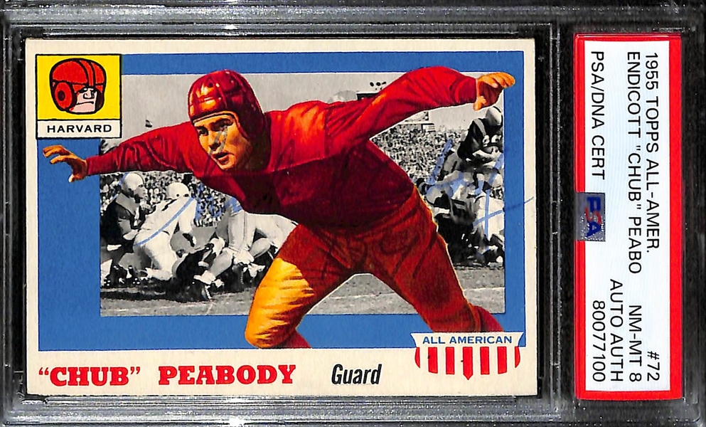 High Grade Signed 1955 Topps All-American Football Cards - Doc Blanchard (Card Grade 7) & Chub Peabody (Card Grade 8) - PSA/DNA Slabbed - Autos Grade Authentic