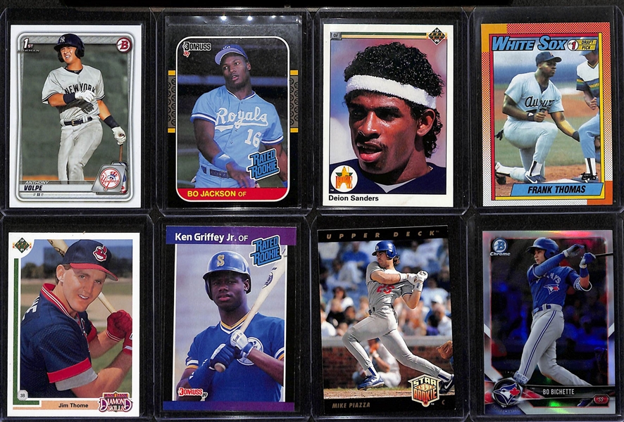 Over 175 Baseball Rookie Cards (Most from the Past 35 Years) Inc. Griffey Jr., Deion Sanders, Jim Thome, Bo Jackson, Anthony Volpe, F. Thomas, Piazza, Alonso, +