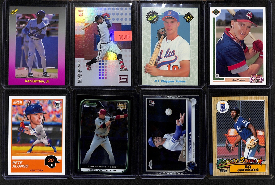 Over 175 Baseball Rookie Cards (Most from the Past 35 Years) Inc. Griffey Jr., Bo Jackson, Ronald Acuna, Adley Rutschman, Tatis Jr., Bobby Witt Jr., S. Sosa, +